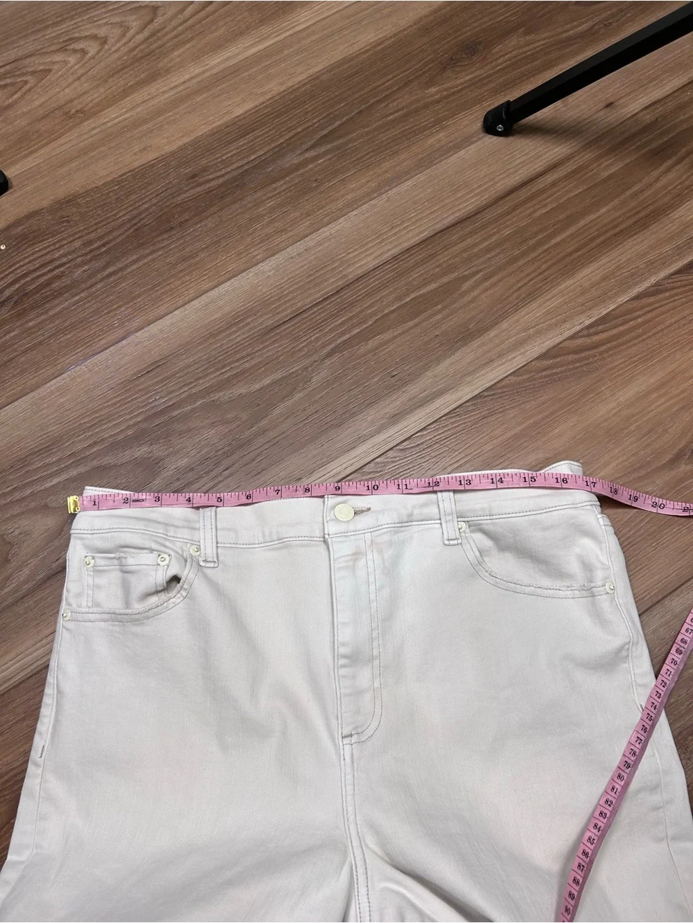 Pistola Cassie high rise straight crop jeans size 32 STAINED ivory raw hem